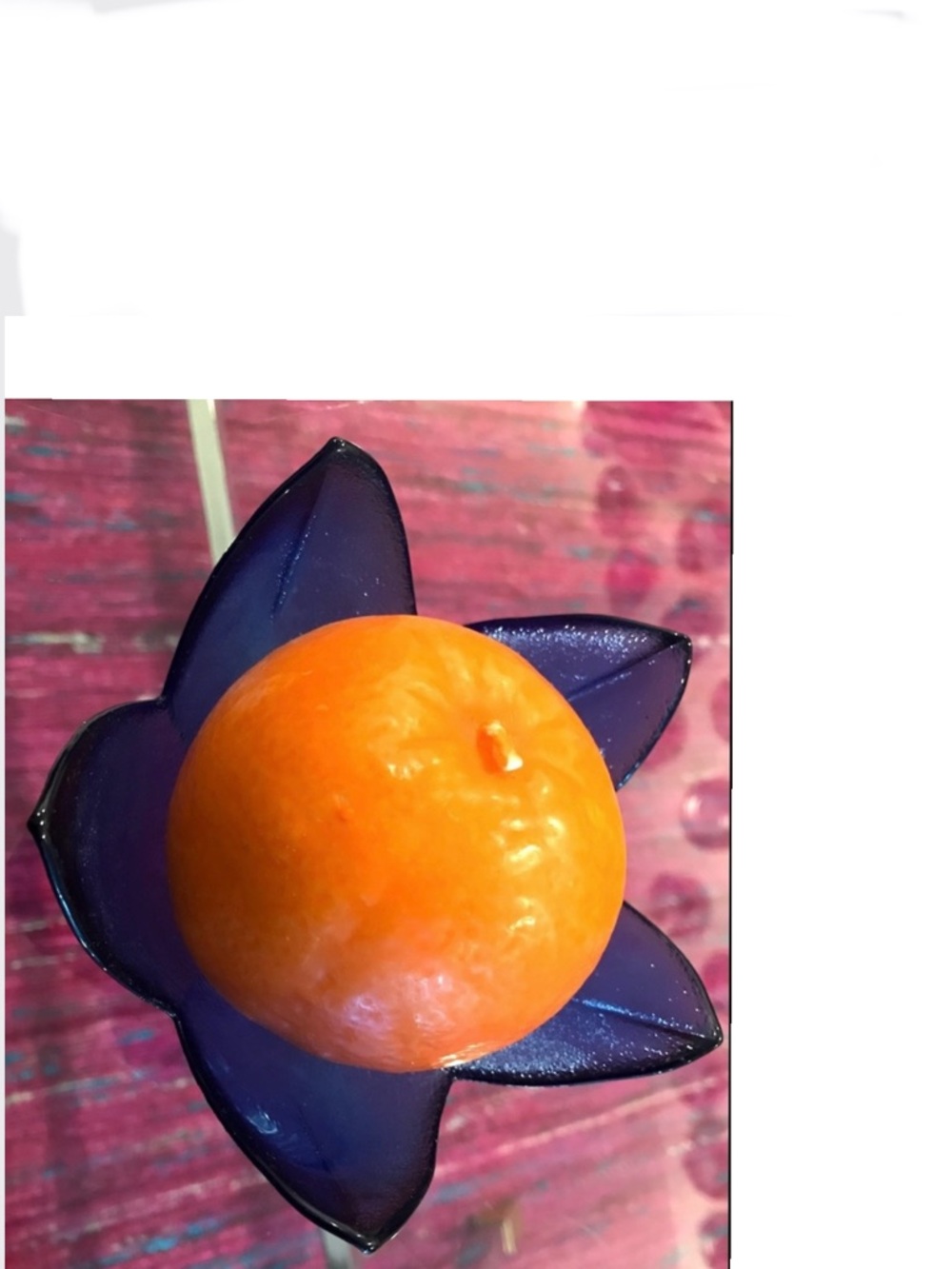 Blue Flower-Shaped Vase • Orange Candle • Home Décor • Treasure Hunt Gift